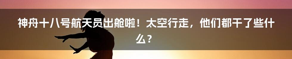 神舟十八号航天员出舱啦!太空行走,他们都干了些什么?