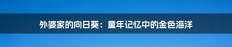外婆家的向日葵:童年记忆中的金色海洋
