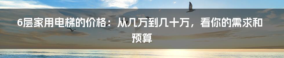 6层家用电梯的价格：从几万到几十万，看你的需求和预算