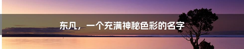 东凡,一个充满神秘色彩的名字