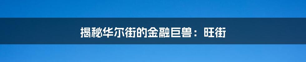 揭秘华尔街的金融巨兽:旺街