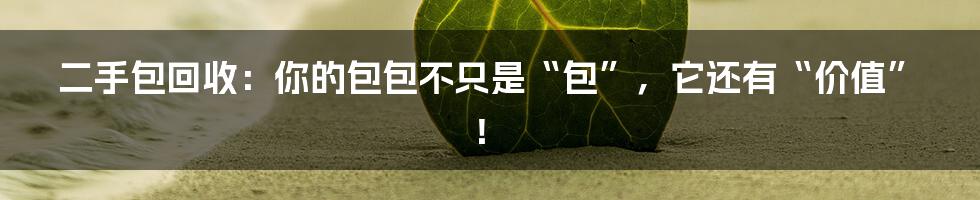 二手包回收:你的包包不只是“包”,它还有“价值”!