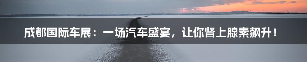 成都国际车展:一场汽车盛宴,让你肾上腺素飙升!