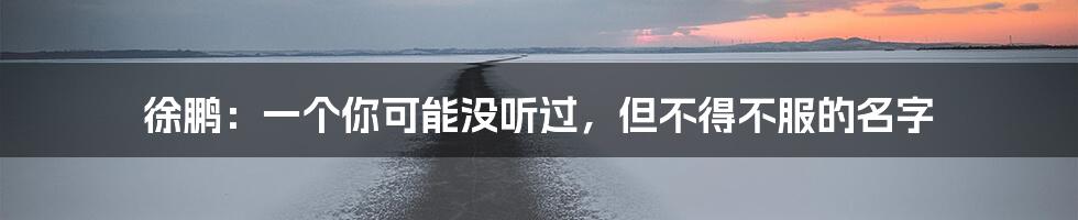 徐鹏:一个你可能没听过,但不得不服的名字