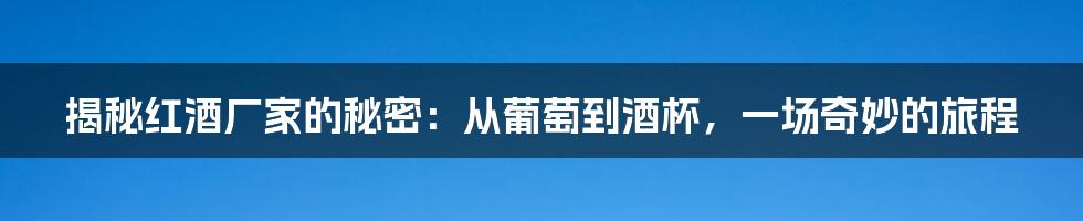 揭秘红酒厂家的秘密:从葡萄到酒杯,一场奇妙的旅程