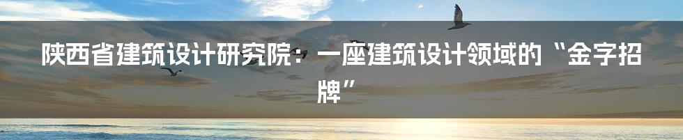 陕西省建筑设计研究院:一座建筑设计领域的“金字招牌”