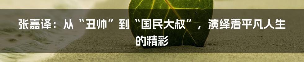 张嘉译:从“丑帅”到“国民大叔”,演绎着平凡人生的精彩