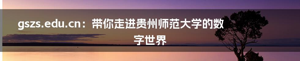 gszs.edu.cn:带你走进贵州师范大学的数字世界