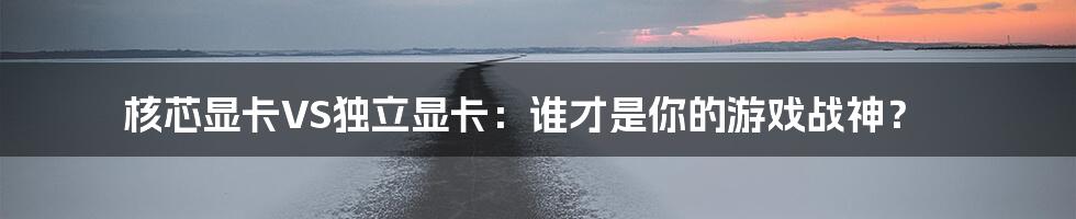 核芯显卡VS独立显卡:谁才是你的游戏战神?