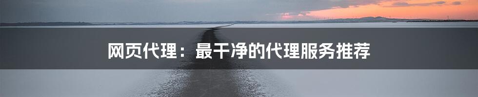 网页代理:最干净的代理服务推荐