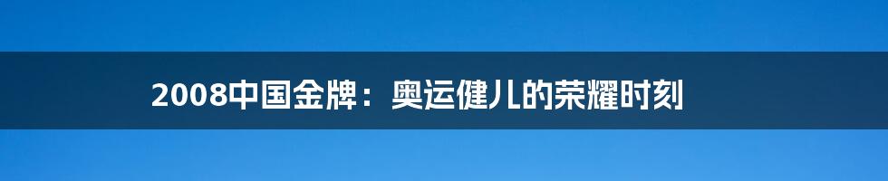2008中国金牌:奥运健儿的荣耀时刻