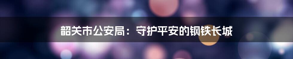 韶关市公安局:守护平安的钢铁长城
