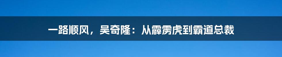 一路顺风,吴奇隆:从霹雳虎到霸道总裁