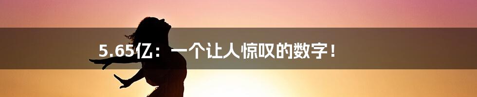 5.65亿:一个让人惊叹的数字!