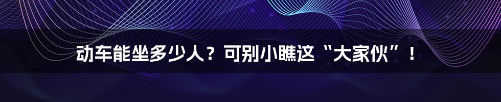 动车能坐多少人?可别小瞧这“大家伙”!
