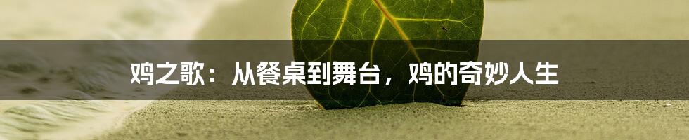 鸡之歌:从餐桌到舞台,鸡的奇妙人生
