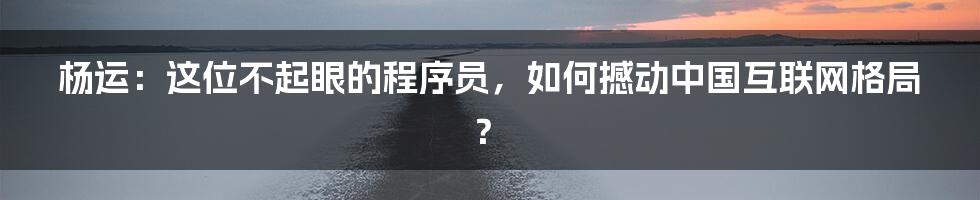 杨运:这位不起眼的程序员,如何撼动中国互联网格局?