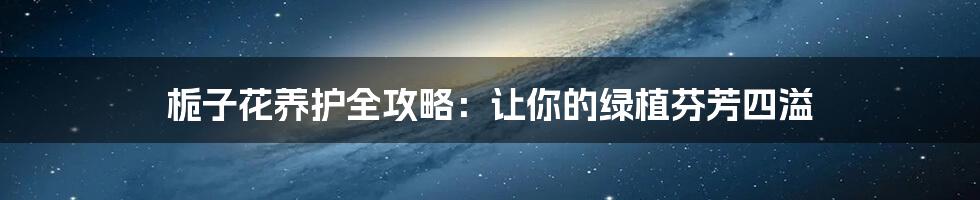栀子花养护全攻略:让你的绿植芬芳四溢