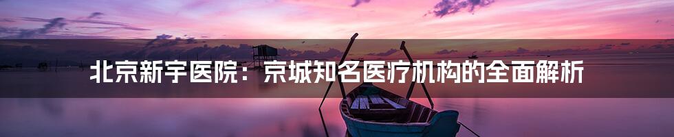 北京新宇医院:京城知名医疗机构的全面解析