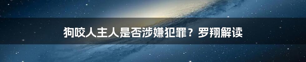 狗咬人主人是否涉嫌犯罪?罗翔解读