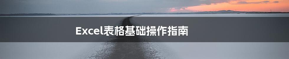 Excel表格基础操作指南