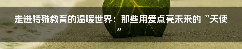 走进特殊教育的温暖世界:那些用爱点亮未来的“天使”
