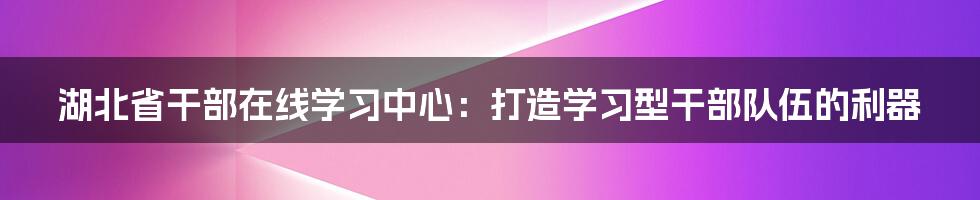 湖北省干部在线学习中心:打造学习型干部队伍的利器