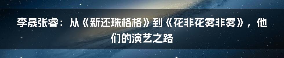 李晟张睿:从《新还珠格格》到《花非花雾非雾》,他们的演艺之路