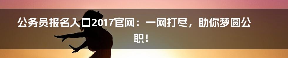 公务员报名入口2017官网:一网打尽,助你梦圆公职!