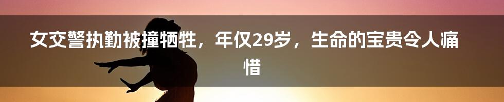 女交警执勤被撞牺牲,年仅29岁,生命的宝贵令人痛惜