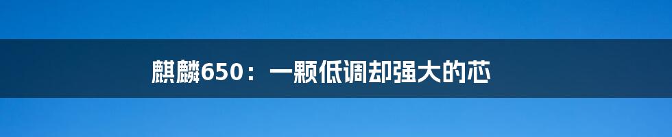 麒麟650:一颗低调却强大的芯