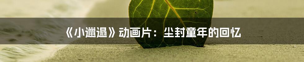 《小邋遢》动画片：尘封童年的回忆