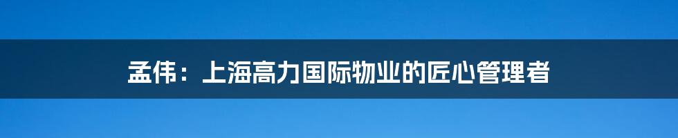 孟伟:上海高力国际物业的匠心管理者
