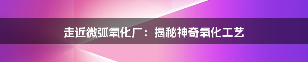 走近微弧氧化厂:揭秘神奇氧化工艺