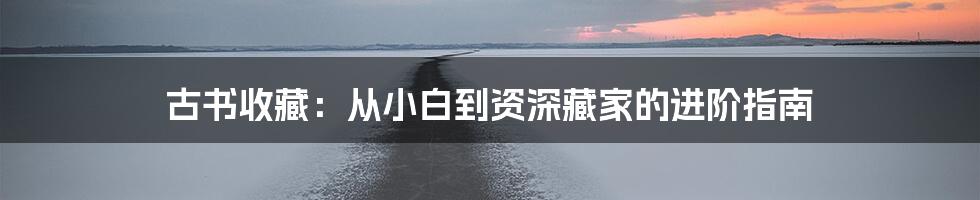 古书收藏:从小白到资深藏家的进阶指南