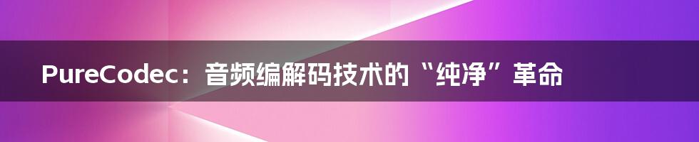 PureCodec:音频编解码技术的“纯净”革命