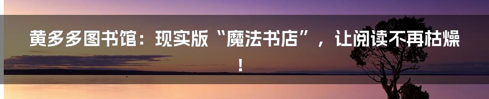 黄多多图书馆:现实版“魔法书店”,让阅读不再枯燥!