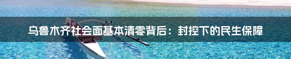 乌鲁木齐社会面基本清零背后:封控下的民生保障