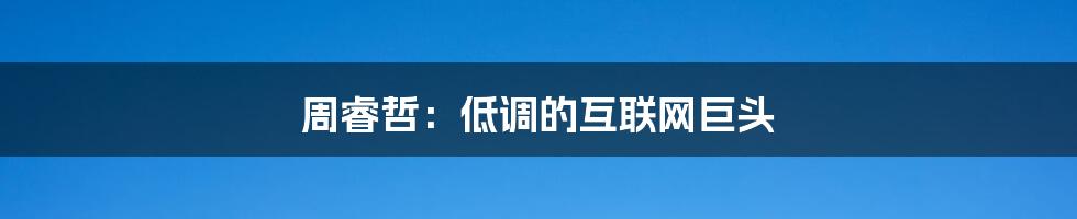 周睿哲:低调的互联网巨头