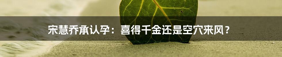 宋慧乔承认孕:喜得千金还是空穴来风?