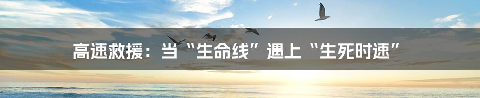 高速救援:当“生命线”遇上“生死时速”