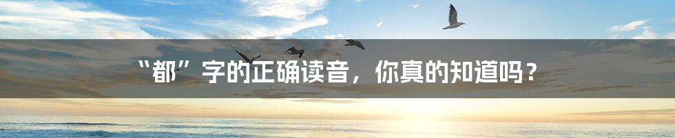 “都”字的正确读音,你真的知道吗?