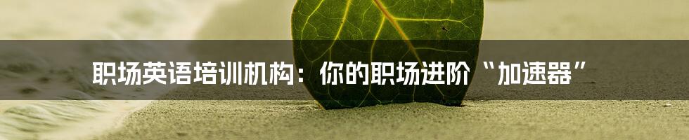 职场英语培训机构:你的职场进阶“加速器”