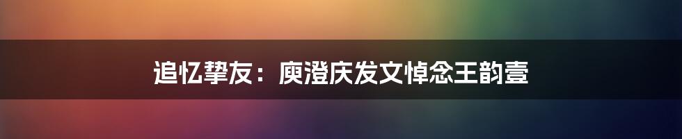 追忆挚友:庾澄庆发文悼念王韵壹