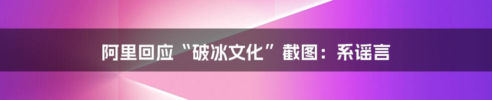 阿里回应“破冰文化”截图:系谣言