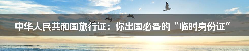 中华人民共和国旅行证:你出国必备的“临时身份证”