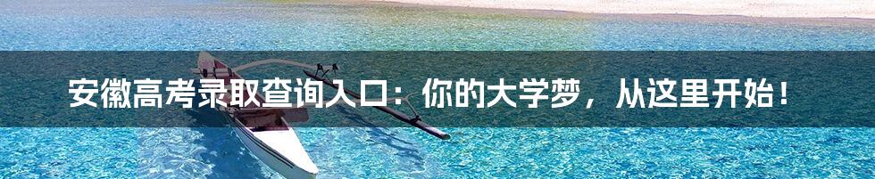 安徽高考录取查询入口:你的大学梦,从这里开始!