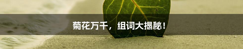 菊花万千,组词大揭秘!