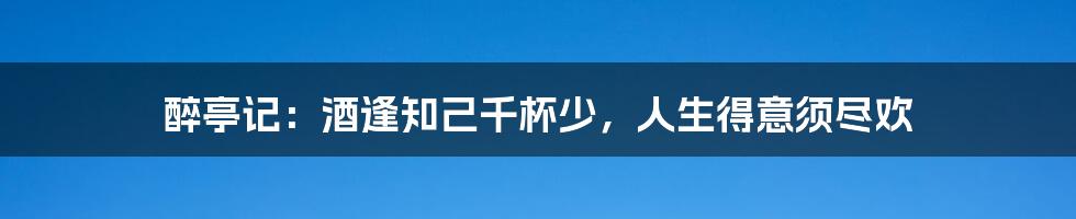 醉亭记:酒逢知己千杯少,人生得意须尽欢