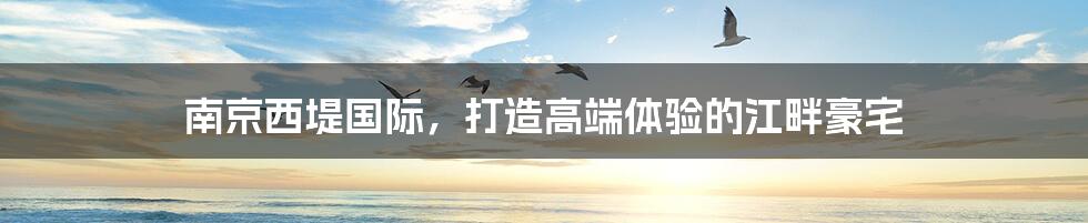 南京西堤国际,打造高端体验的江畔豪宅